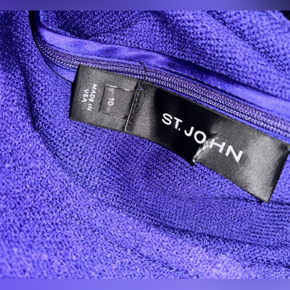 St. John Purple Crew Neck Sleeveless Pleated Knee-Length Dress Women’s size 10 - Picture 2 of 4